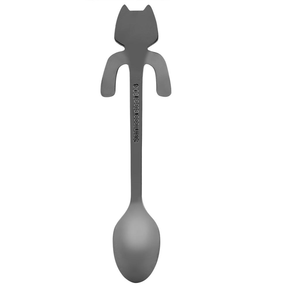 4Pcs Cat Shaped Mini Spoon Polished Table Spoon Cat Style Coffee Spoon Dessert Serving