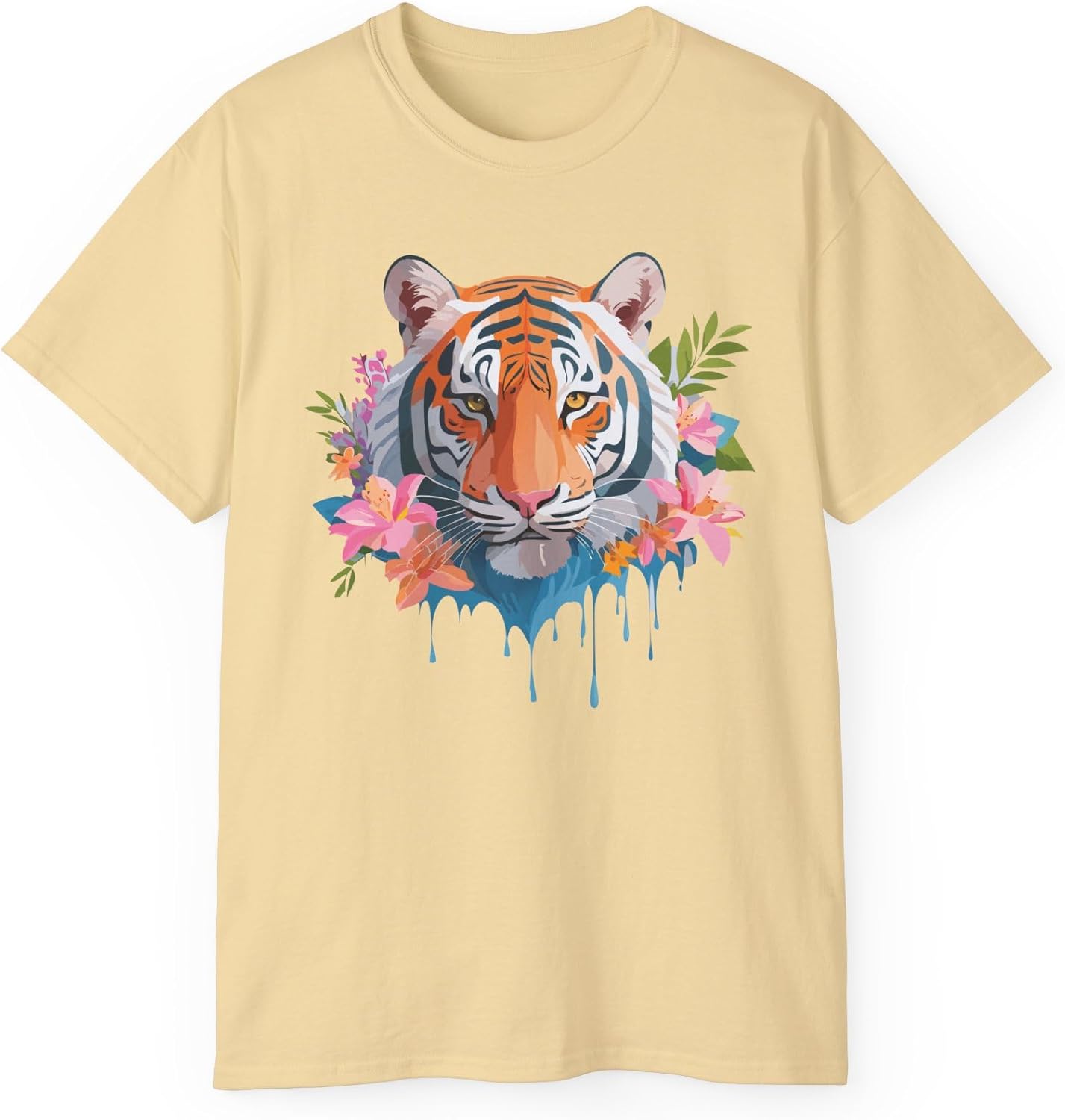 Tiger Graphic Design Tee, Tiger Shirt, Floral Vintage Tees, Art Design T-Shirt, Animal Graphic Tee, Animal Shirts 1 S