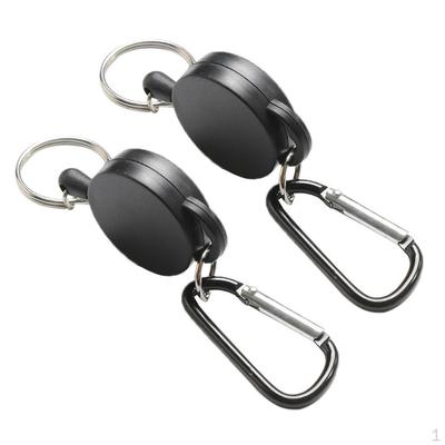 2 Pieces Retractable Key Chain Steel Reel Ring Belt Clip