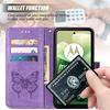 For Motorola Moto E14 4G/G04 4G/G04s 4G/G24 4G Wallet Case with Wrist Strap Butterfly Imprint Leather Phone Cover