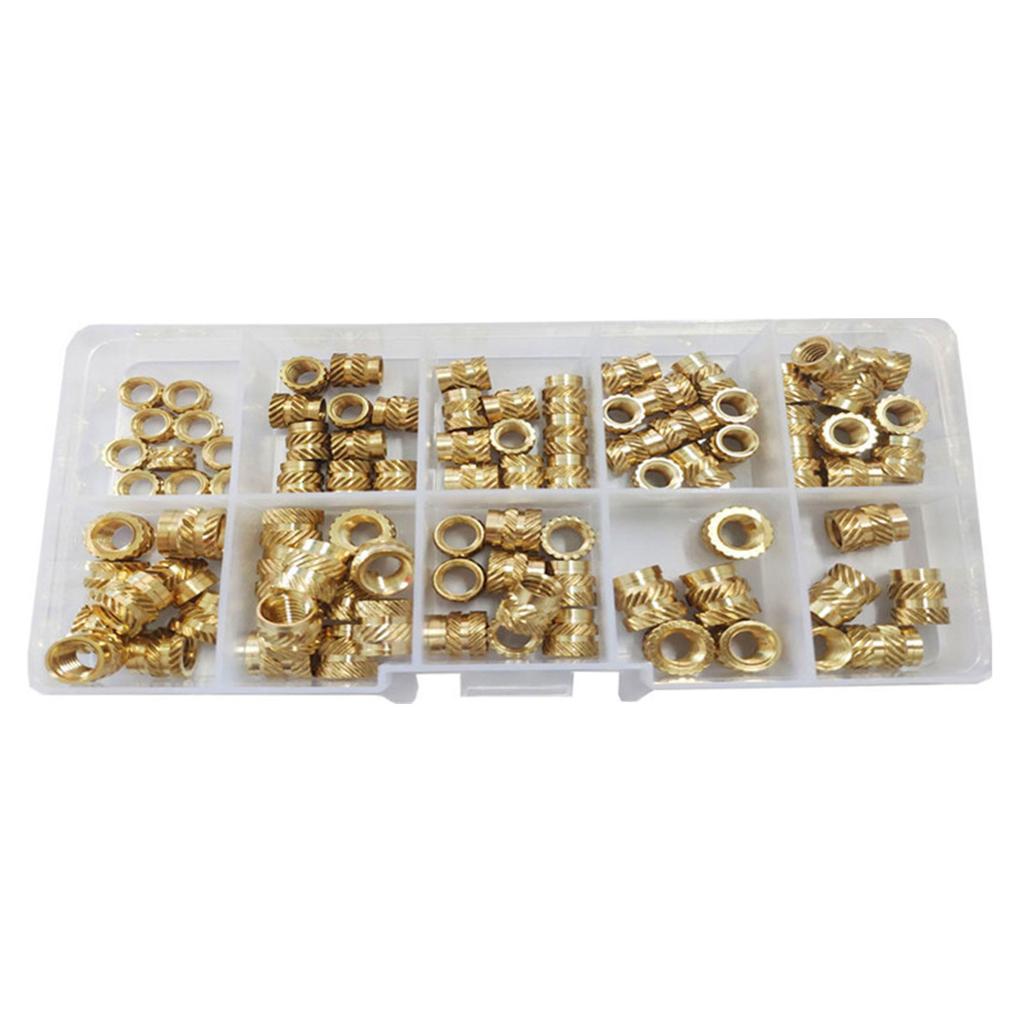 Nuts in Storage Box Good Conductivity Insert Nut Corrosion resistant Nut Brass Threaded Nut Multiple Size for Engineers