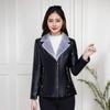 2024 PU Leather Plus Size Velvet-Lined Jacket for Middle-Aged & Elderly Women