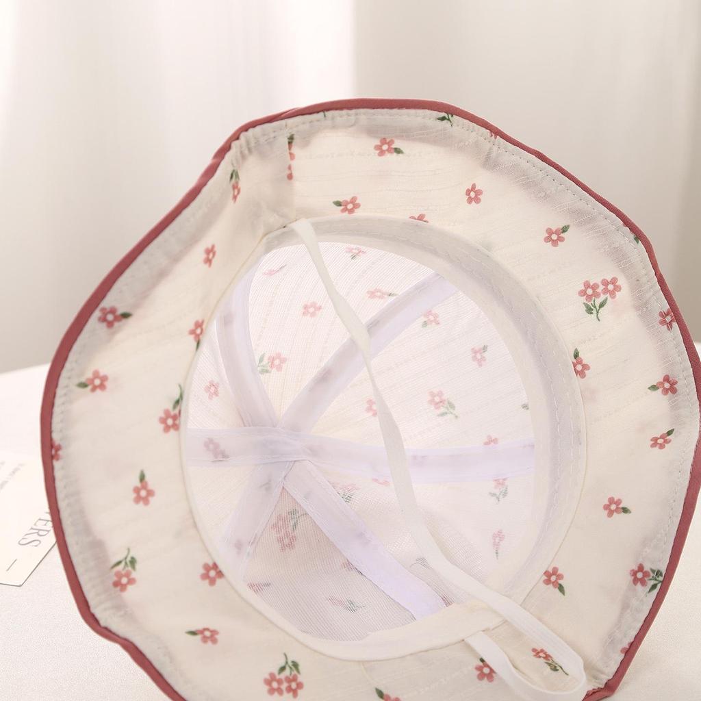Süßer Blumen-Baby-Mädchen-Eimerhut mit Sonnenschutz und Schleife