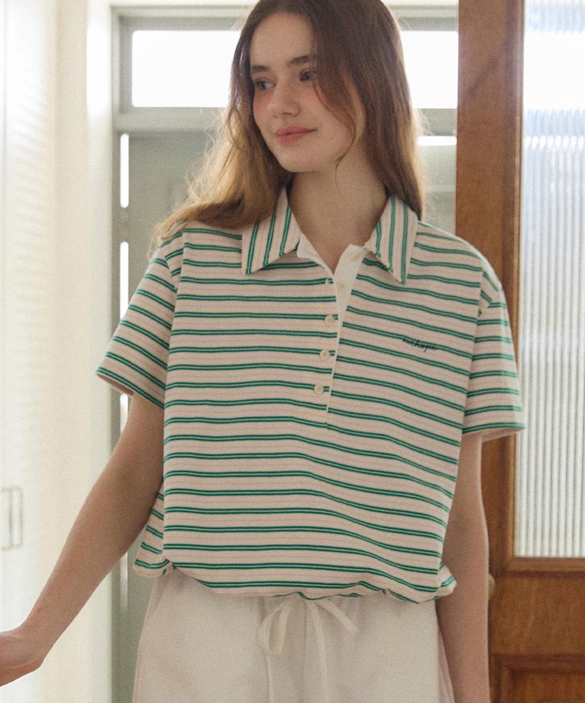 OURHOPE Sorbet Stripe Pique T-Shirt - White