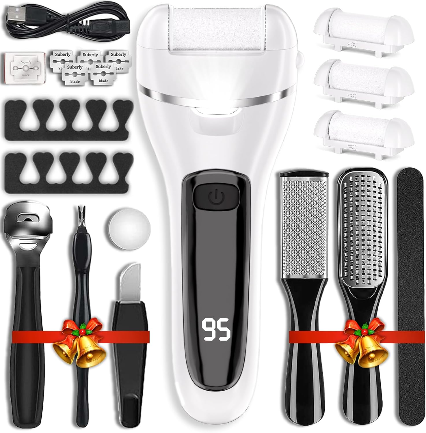 

Electric Callus Remover for Feet,17 in 1 Professional Pedicure Kit with 3 Roller Heads,2-Speed Rechargeable & Waterproof United States