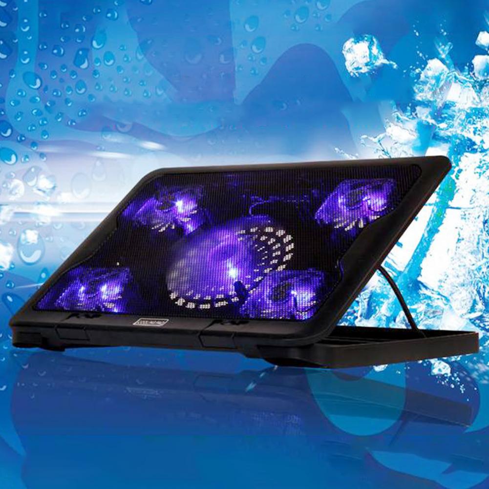 Wide Compatibility Non-Slip Desktop Laptop Cooler with 5 Noise-Free Fans for Gaming Laptop