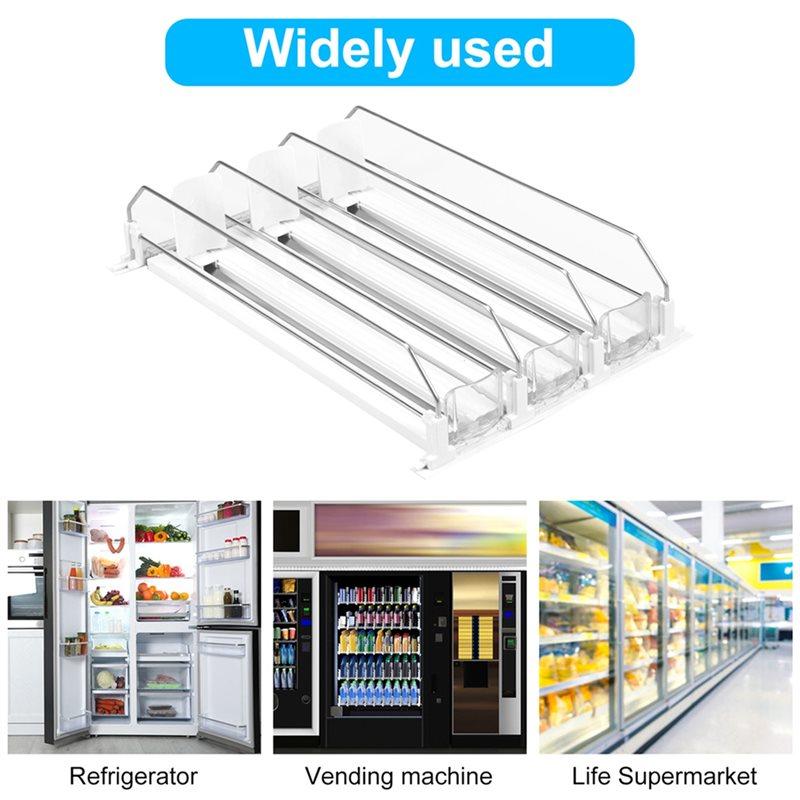 ABMH-Canned Beverage Push Rack Drink Organizer Dispenser Spring Push Adjustable Width Storage Shelf E-Shaped 410Mm 4 Rows