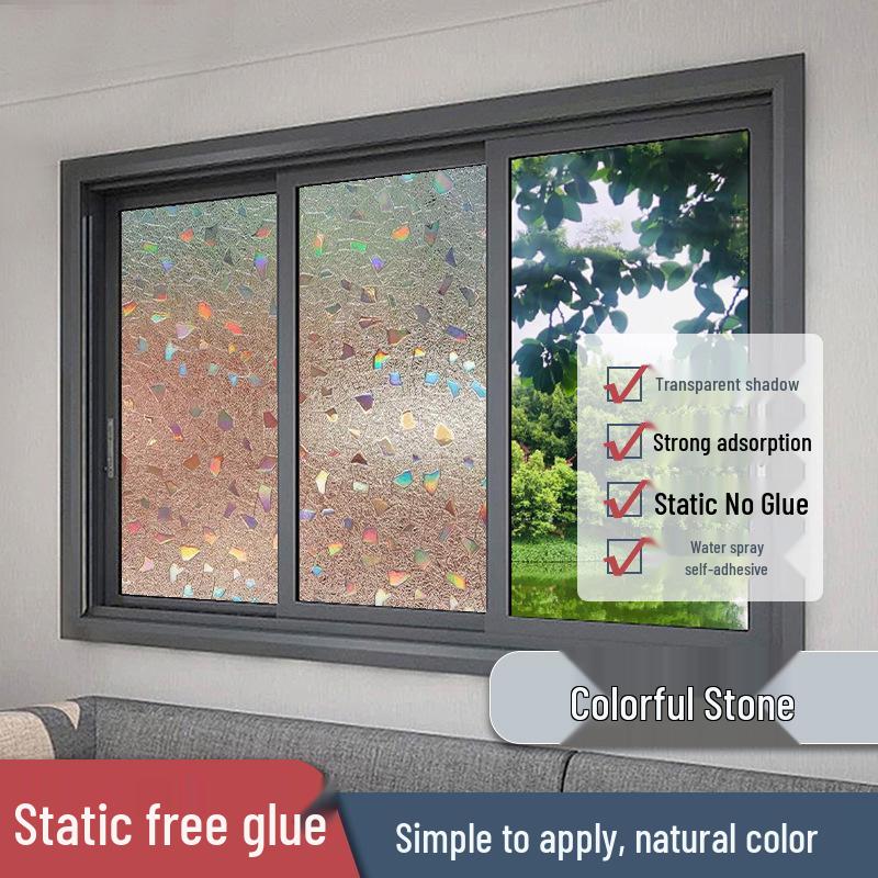 Matowa Folia Statyczna na Okno - Prywatność i Ochrona przed Podglądaniem, Bezklejowa Naklejka na Szkło do Salonu