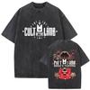 Horká hra Cult of The Lamb Vintage Prané Grafické Tričko Pánské Dámské Móda Gotické Harajuku Krátký Rukáv Trička Y2k Streetwear