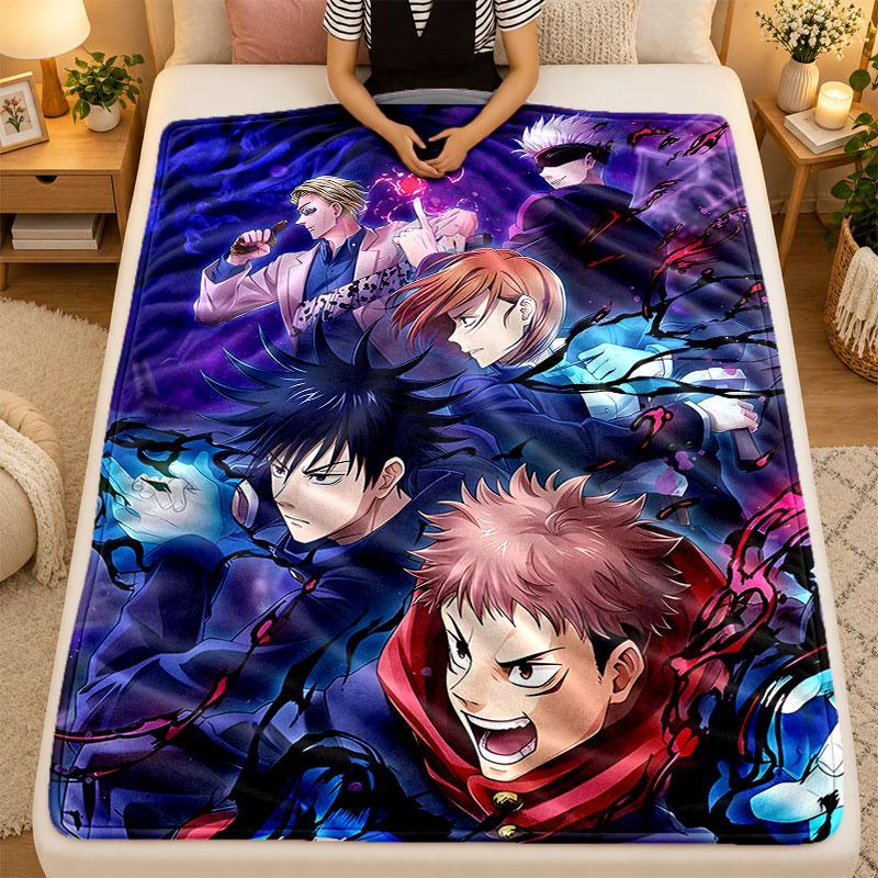 Flannel BlanketJujutsu Kaisen Warm Soft Throw Blanket for Indoor Sofa Bed Living Room Use