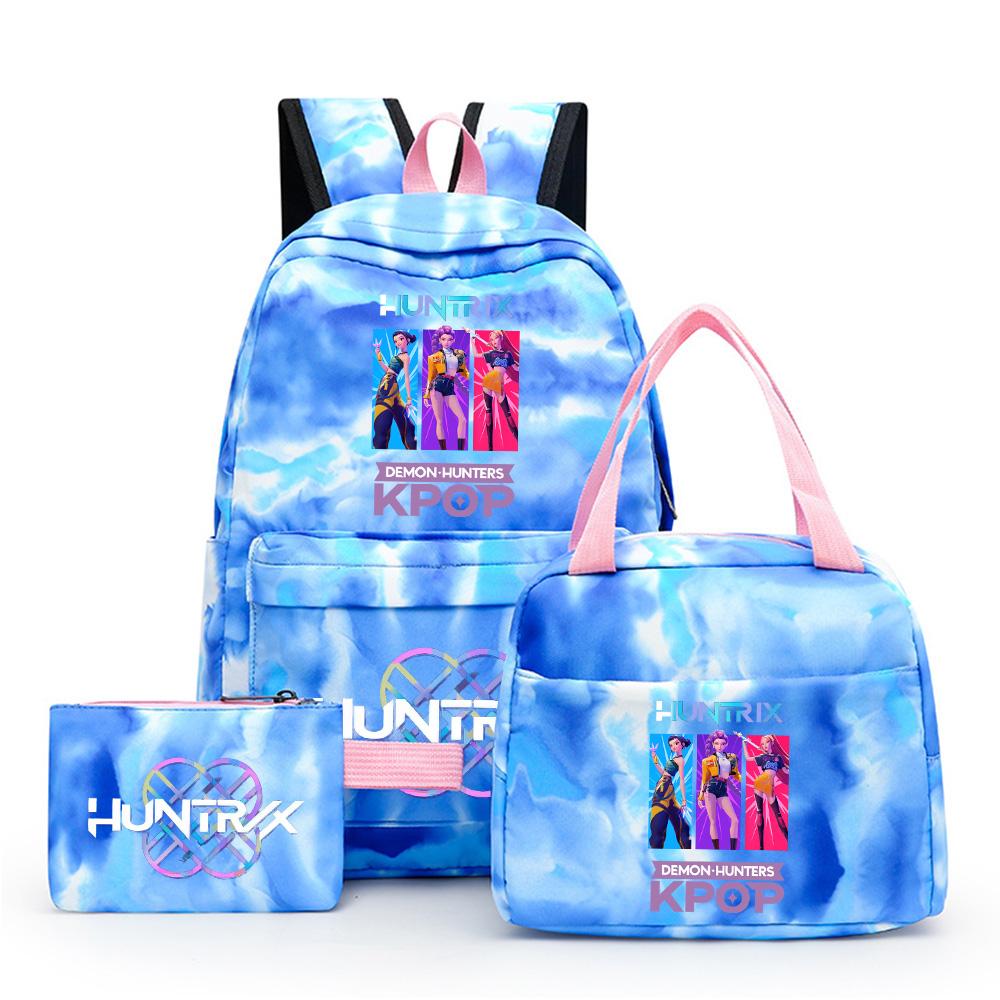 3Pcs/set Cartoon Anime Kpop Printed Backpack with Lunch Bag Pengcil Case Large Capacity Travel Bag for Teenager Girl Boy Bookbag Kid Gift Rucksak