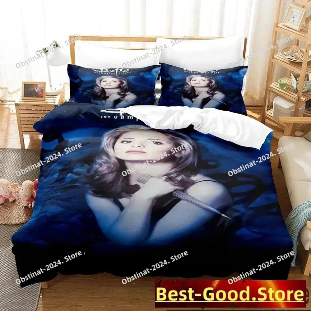 3D-Druck Buffy – Der Vampirjäger Bedrucktes Bettwäsche-Set Bettbezug Kissenbezug Bettwäsche-Set Bettlaken Bettbezug Voll Queen-Size