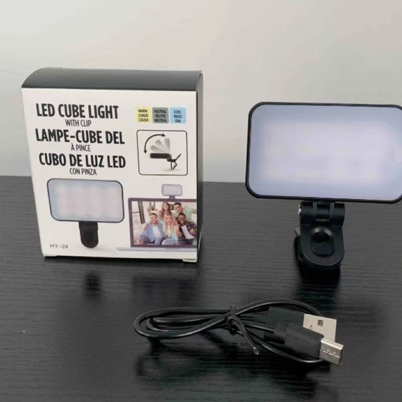 

Портативный мини-светильник для селфи, перезаряжаемый, 3 режима, регулируемая яркость, зажим для мобильного телефона, компьютера, заполняющий свет