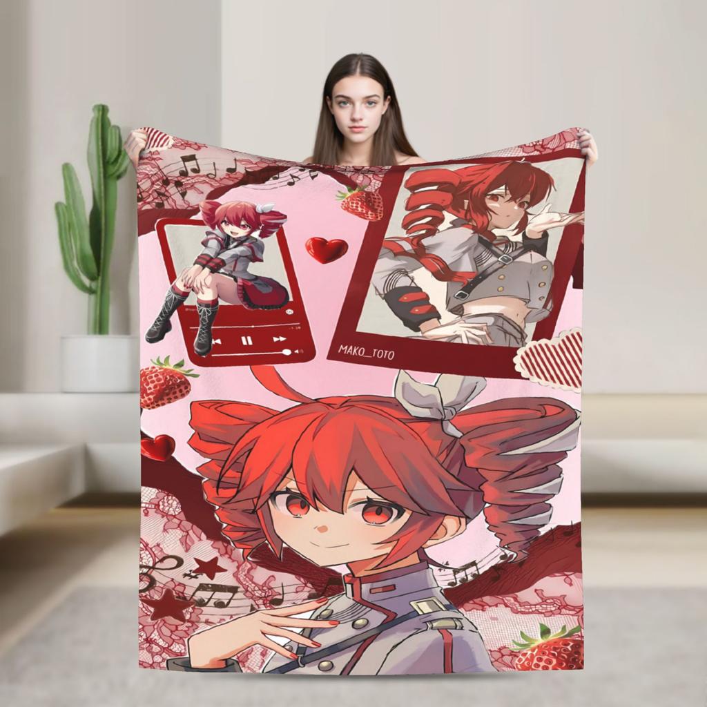 Teto Kasane Chibi Cartoon Anime Blanket Warm Novelty Plush Throw Blanket For Couch Chair Sofa Bed Flannel Bedspread Bed Cover