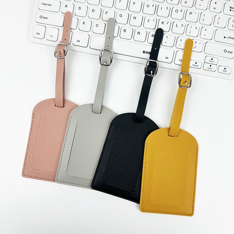 Customizable PU Leather Luggage Tag with Anti-Lost Feature and Airplane Design