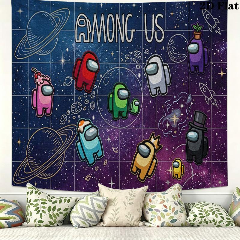Among Us Wall Tapestry Aesthetic Wall Hanging Printed Fabric Blanket Decorative Tapestries for Bedroom Living Room Home Decor