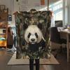 Panda and Grass pattern Flannel Blanket, High quality Comfortable for All Seasons, Home Decor, Warmth and Comfort, Perfect for Gifts.