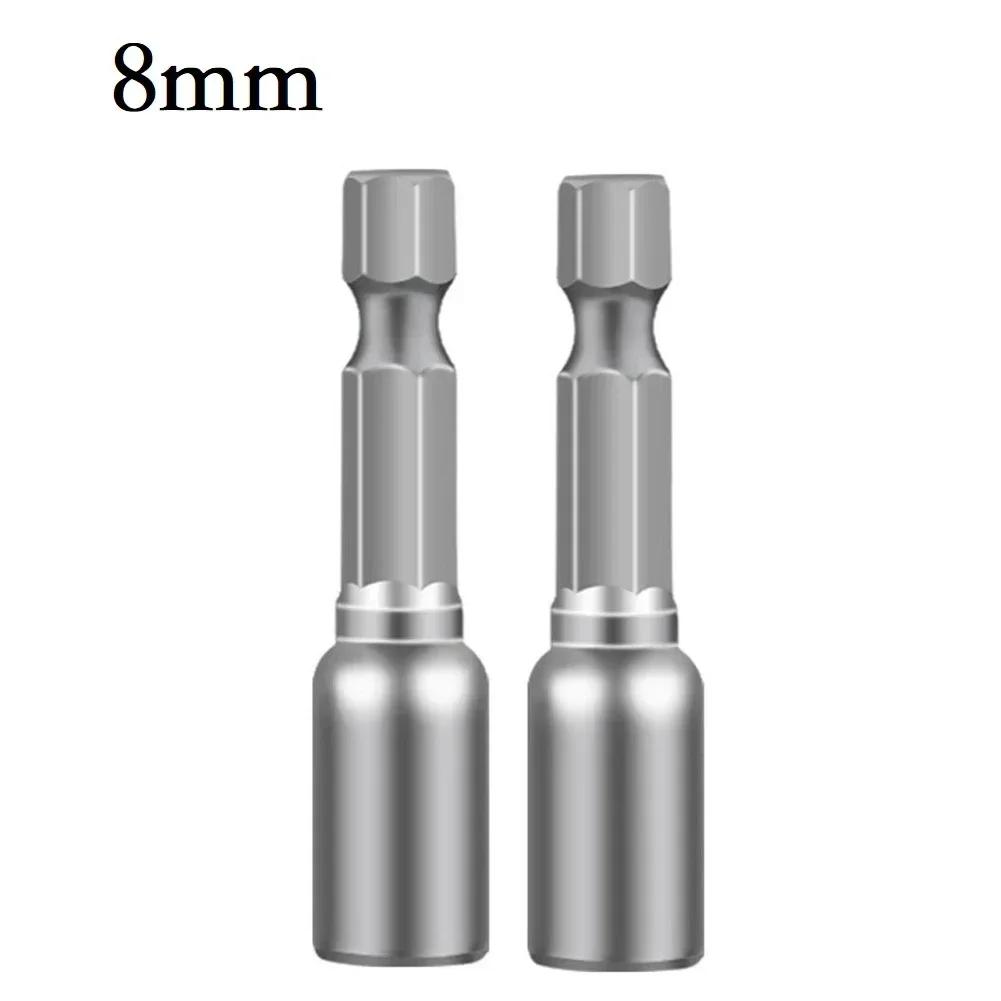 2PCS 6-13mm Impact Socket Magnetic Nut Screwdriver 1/4in Hex Shank Electric Drill Bit For Power Drills Cordless Magnetic Drivers