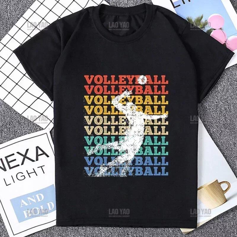 Farbenfrohes Volleyball Kurzarm Damen T-Shirt Harajuku Niedlich Bunter Ball Print Bequemes Herren T-Shirt Lässige Mode Lockeres T-Shirt