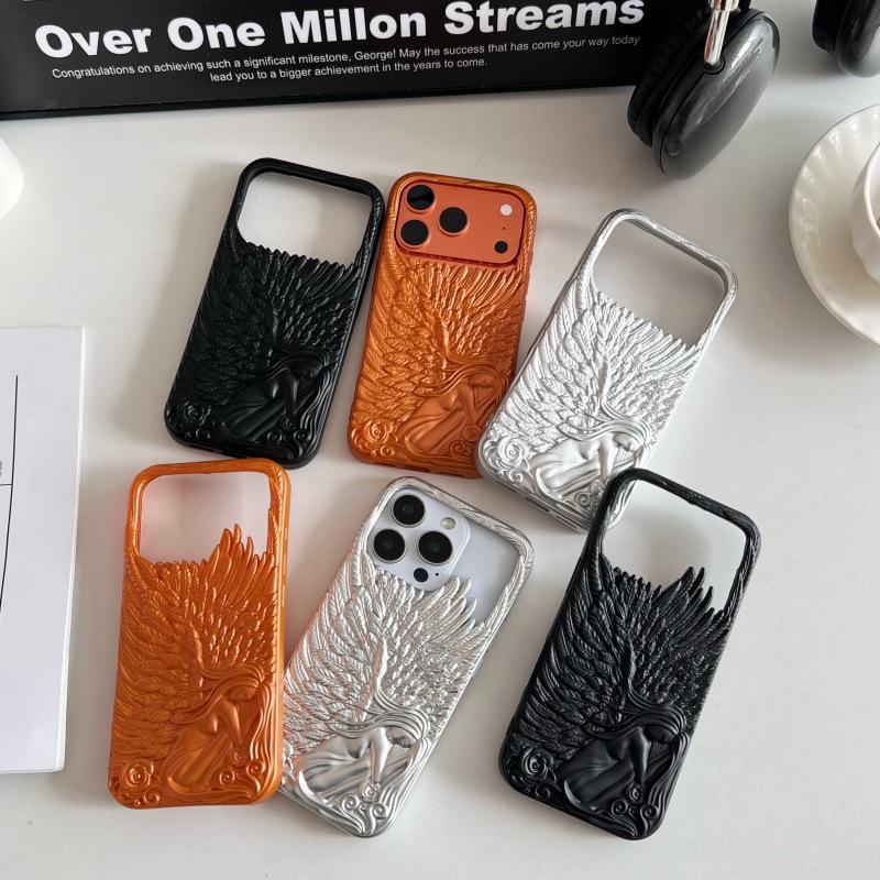 Trendige mattierte 3D-Engelsflügel Handyhülle für iPhone 17/16/15/14/13 Pro Max