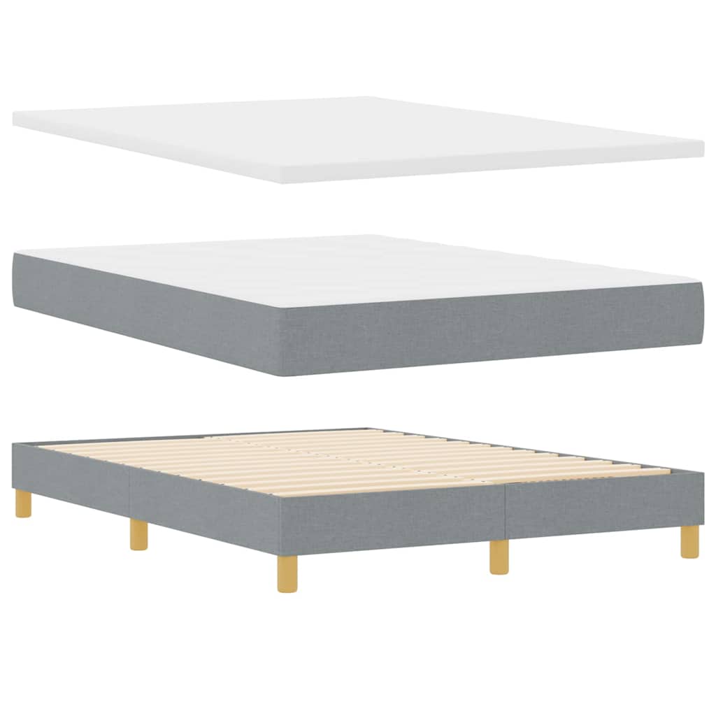 Box Spring Bed with Mattress Light Grey 190 x 140 cm Fabric