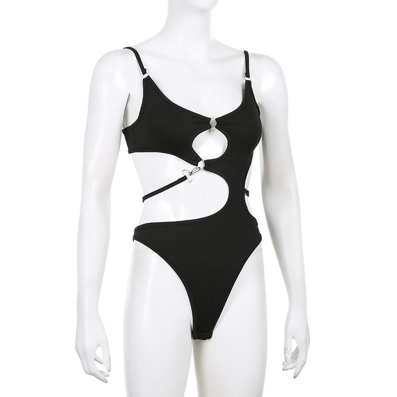 Kombinéza pro ženy Nepravidelné vyhloubené body Body Pásek Sváteční párty Dámské Romper Plavky