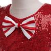 Kids Girls Santa Claus Xmas Elf Bow Sequins Princess Dress Children Christmas New Year Cosplay Costumes Kindergarten Performance Role Play Outfit