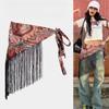 Chinese Style Triangular Waist Belt Printing Mini Apron Fashion Bohemia Wide Waistband  Streetwear