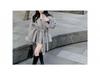 Women's Autumn Wool Coat with Furry Sleeves and Noble Collar