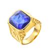 Trendy Gold Plated Titanium Ring with Colorful Gems Punk Style Stainless Steel Jewelry