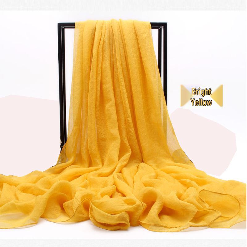 Foulard in Chiffon di Seta Monocolore Extra Lungo 3m x 2.3m: Protezione Solare e Sciarpa Asciugamano da Spiaggia da Viaggio