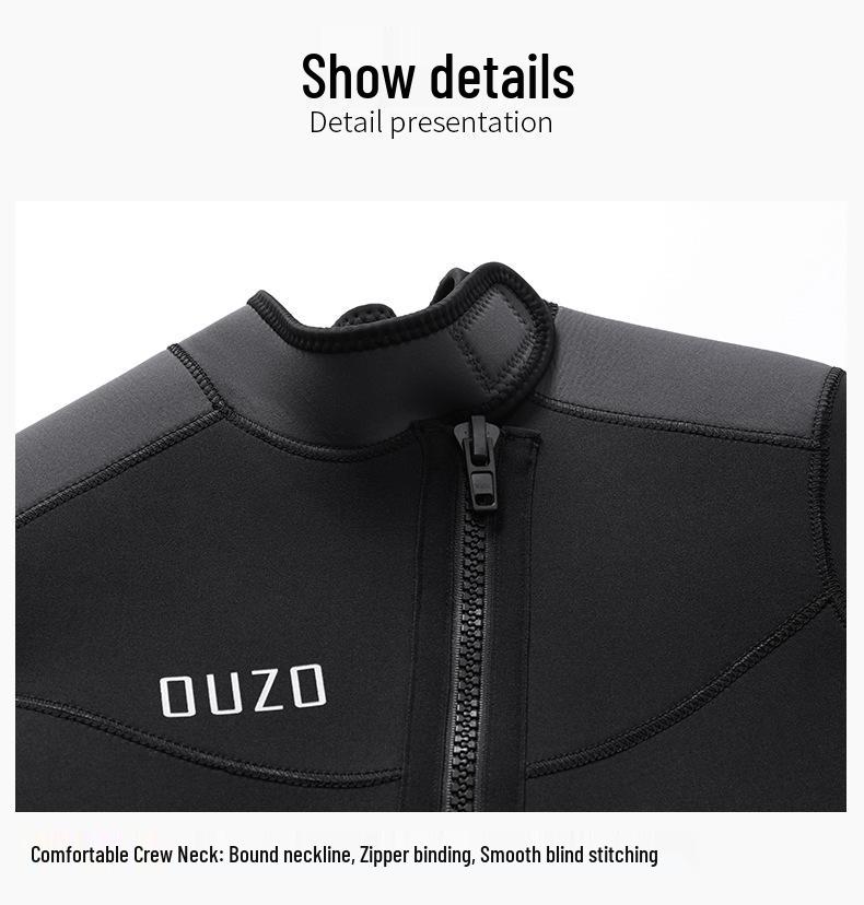 Men's 5/3mm Super Elastic Fleece-Lined Wetsuit, Cold-Proof One-Piece for Diving, Surfing, and Winter Swimming.