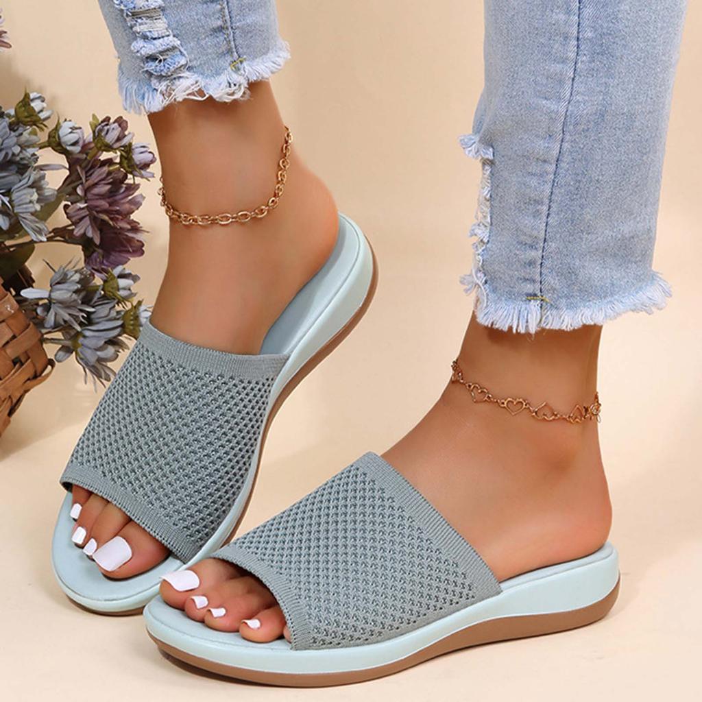 Fashion Sandals Color Slippers Solid Casual Women'S Flat Breathable Mesh And Bear Slippers For Women Size 11 Home Slippers Women
