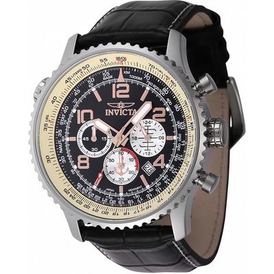 Ocean Voyage Chronograph Lederarmband Schwarzes Zifferblatt Quarz Taucheruhr 47255 200M Herrenuhr