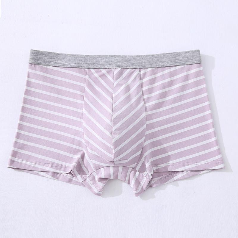 Baumwoll Herren Unterwäsche Mittlere Taille Übergröße Gestreift Bedruckt Nahtlos Vier-Ecken Unterwäsche