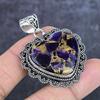 Natural Copper Amethyst Gemstone 925 Sterling Silver Jewelry Pendant 1.97" ETC-14003