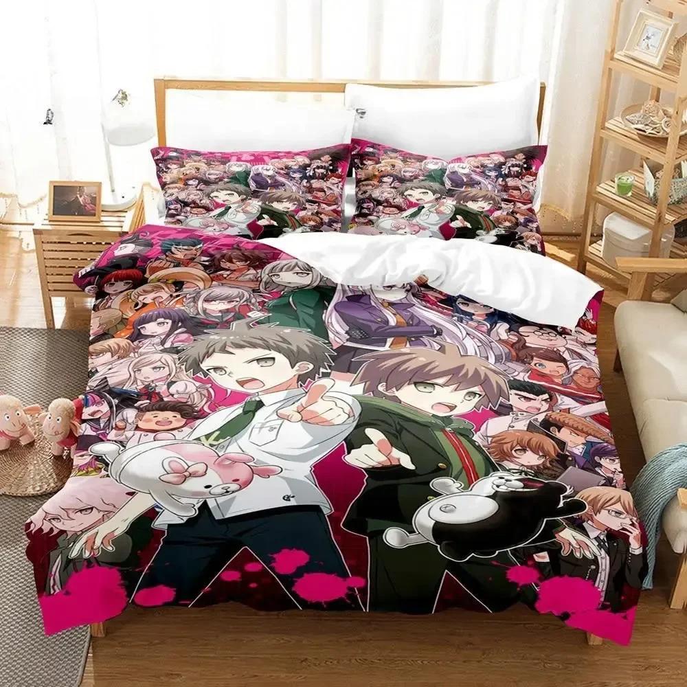 Fashion Anime Danganronpa Bedding Set Printed Bed Set With Pillowcase Bed Duvet Cover Soft Single Double Queen Super King Size