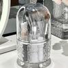 Makeup Brush Holder, Rotating Dustproof Organizer with Lid, Desktop Vanity Storage for Bathroom,