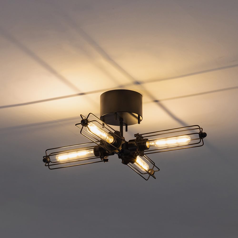

Nordic 4-Light Ceiling Light, Stylish, Antique Design, Simple, LED Compatible, Classic Black, CEI-008-JP-NEW, Perfect for Cafes, Kids Rooms,