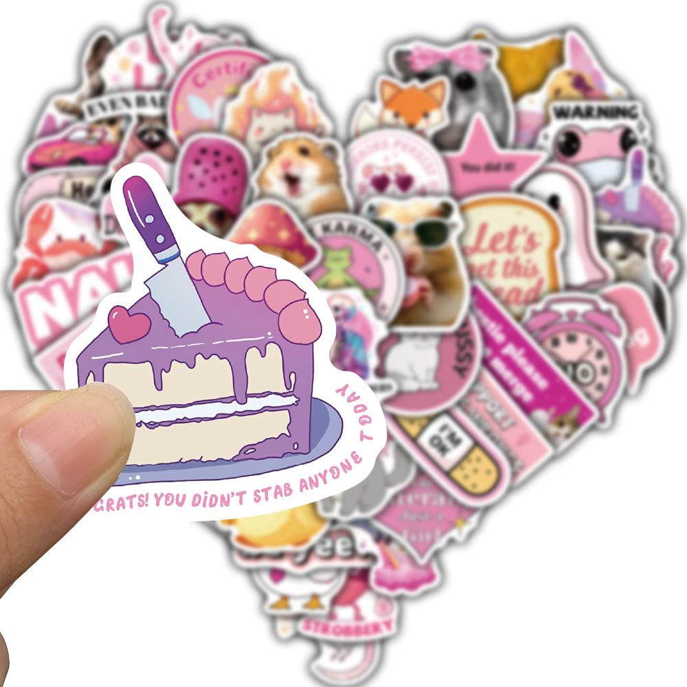50/100PCS Pink Funny Sticke Coffee Personalize Coffee Laptop Luggage Waterproof Bicycle Motorcycle Water Bottle Dormitory