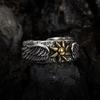 925 Thai Silver Sunflower Wing Ring Men's Retro Personality Open Ring Niche Design Graffiti Single Ring