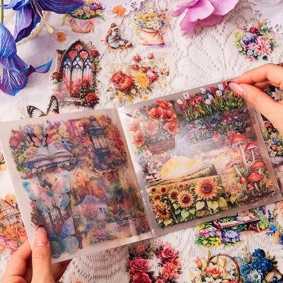 Yuezhen Mist Lock Mountain Love Die-Cut Waterproof PET Journal Stickers Set