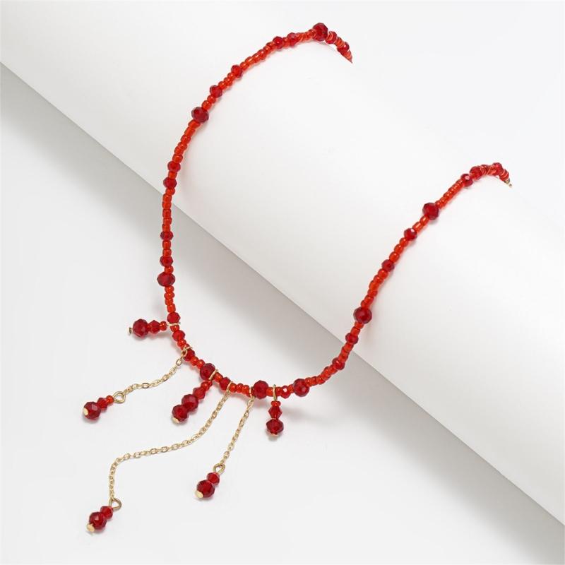 Blood Drop Shape Necklace Crystal Fringe Necklace Unique Pendant Necklace Suitable for Cosplay Party and Halloween Event