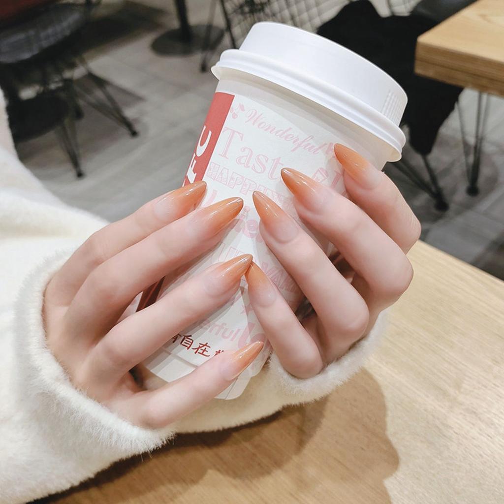 24pcs/box Women Fashion Manicure Tool Full Cover Wearable Fake Nails Nail Tips Stiletto False Nails