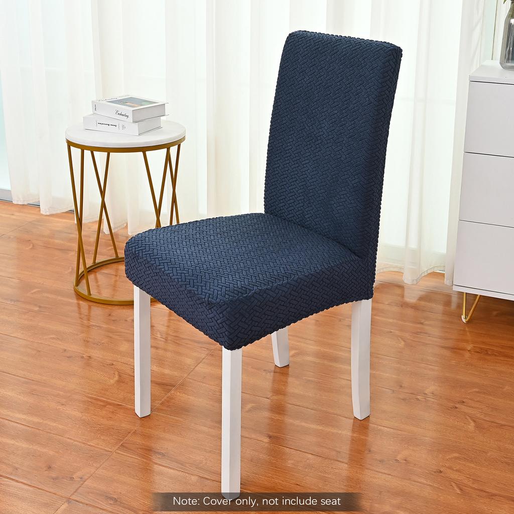 Simple Chair Cover Seat and Rest In One Half Package M Chair Protective Cover Polar Fleece Material Elastic Striped Grid for Dining Hotel Home Use