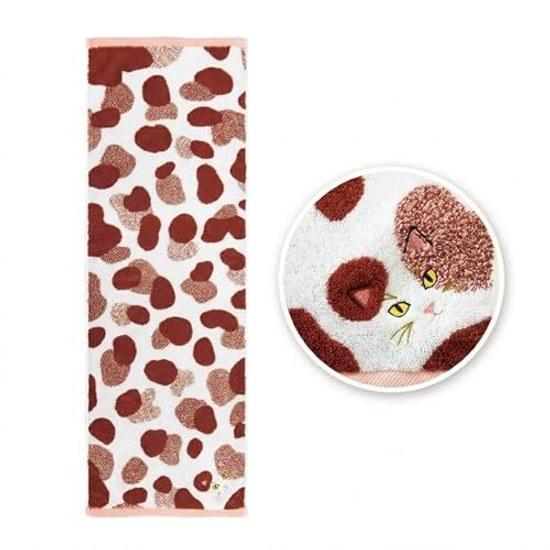 Imabari Towel Long Face Cat Pattern 34100cm Made Japan 100 Cotton Size Absorbent Quick-Drying Goods Miscellaneous Cute Gift Present (Mike Calico)