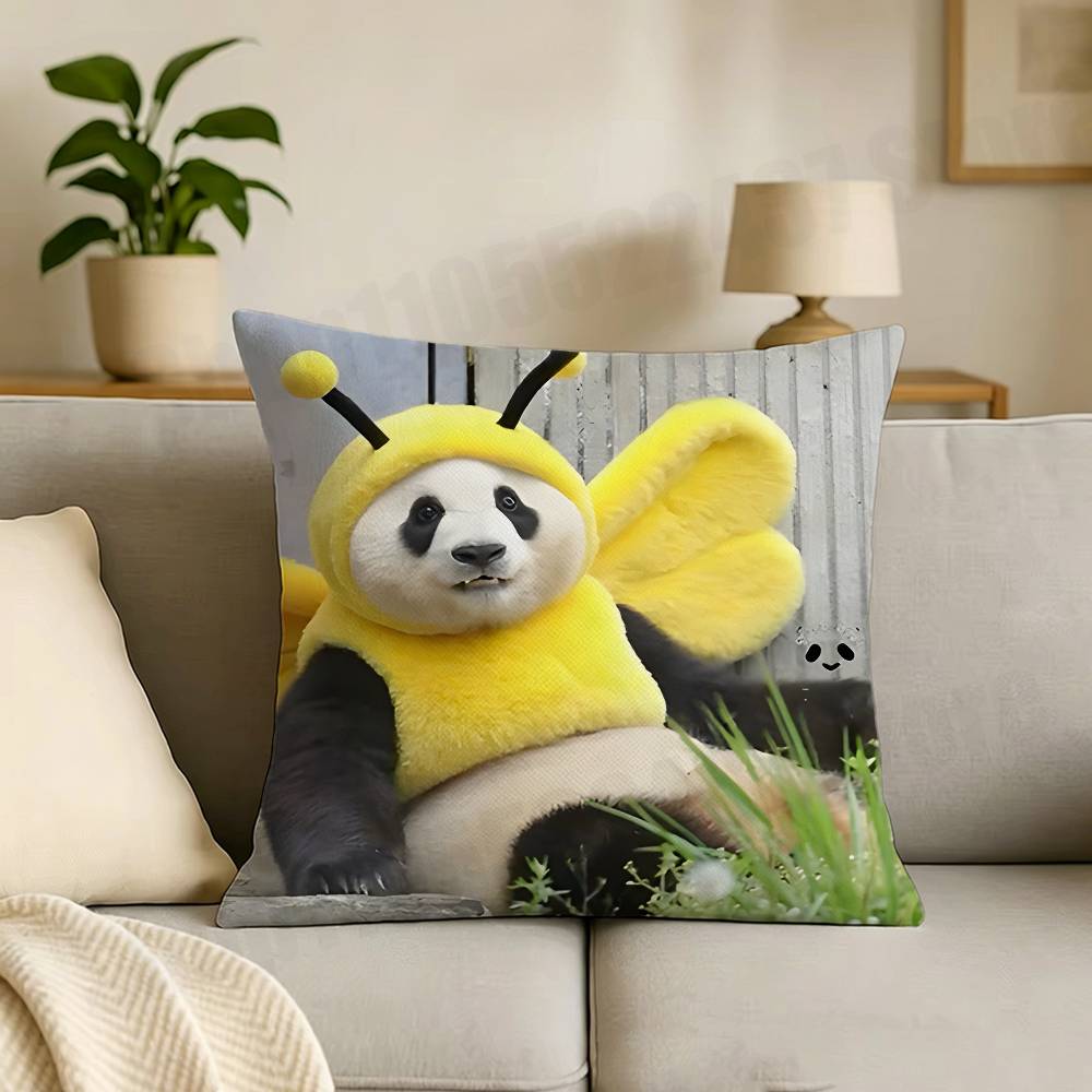 Cut Funny Small Panda Cartoon Printing Pillowcase Customized Pillow Cover for Sofa Home Decor