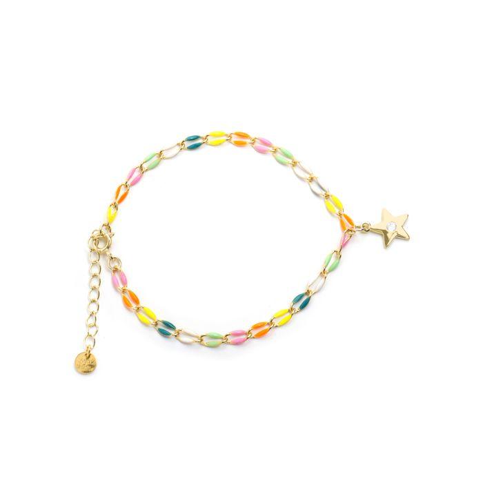 Bracelet - LUXENTER - Saukha - Argent 925 - Or jaune 18k - Laque multicolore