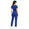 Damen Medizinischer Einteiler Jumpsuit Kurzarm Kordelzug Taille Elastischer Rücken Reißverschluss Taschen Arbeitskleidung