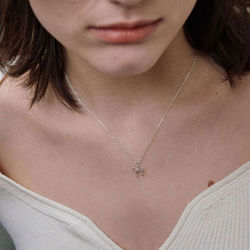 

green [925 silver] Un.silver.181 / ribbon necklace silver